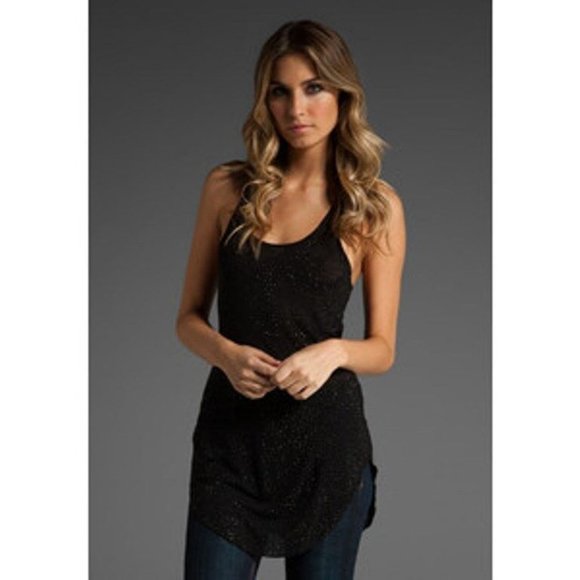 JOE'S Jeans  The "T" Anika TANK TOP Black STUDDED Racerback M - Picture 2 of 2